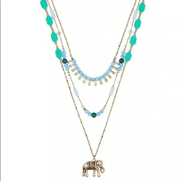 🆕Aqua Multi Strand Elephant Necklace🆕 - Picture 3 of 6